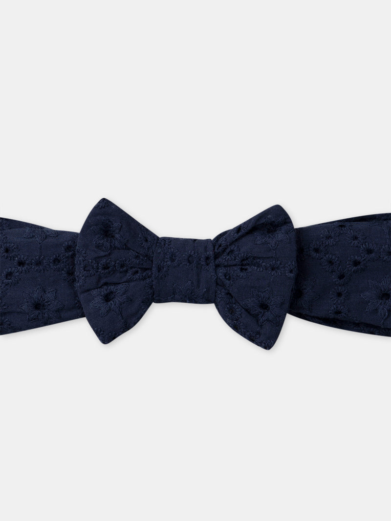 Cerchietto Blu Marino con Fiocco per Bambina