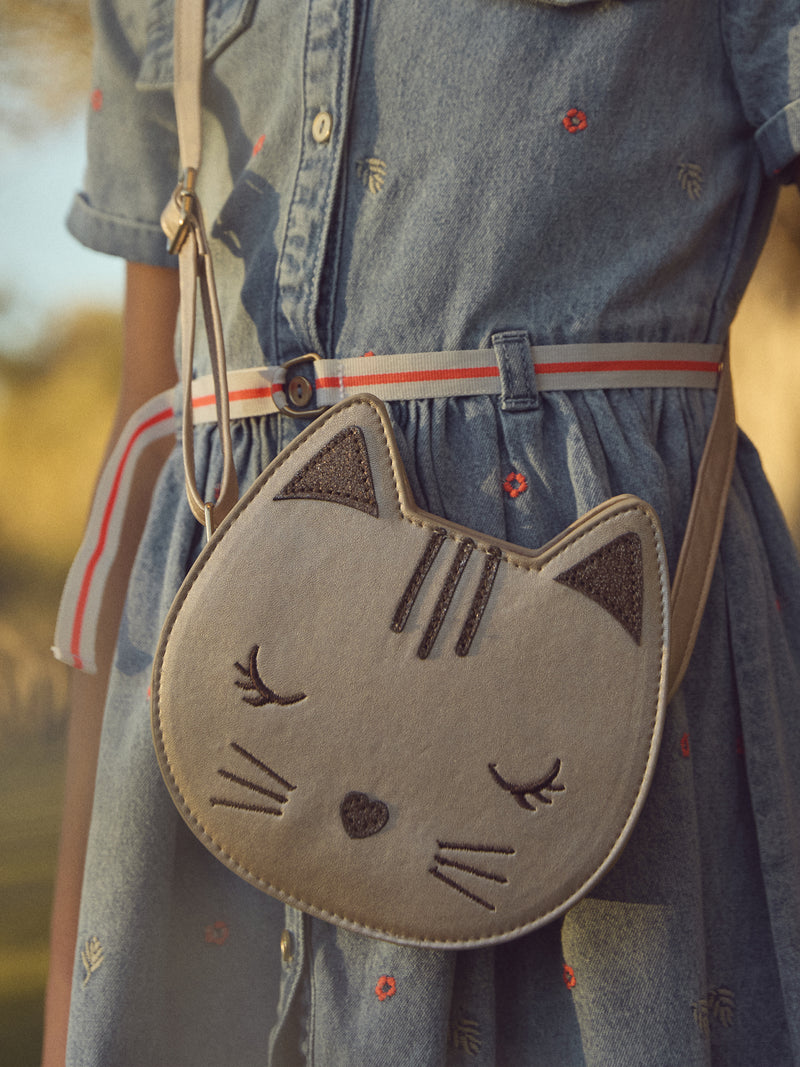Borsa a tracolla con testa di gatto rosa Bambina