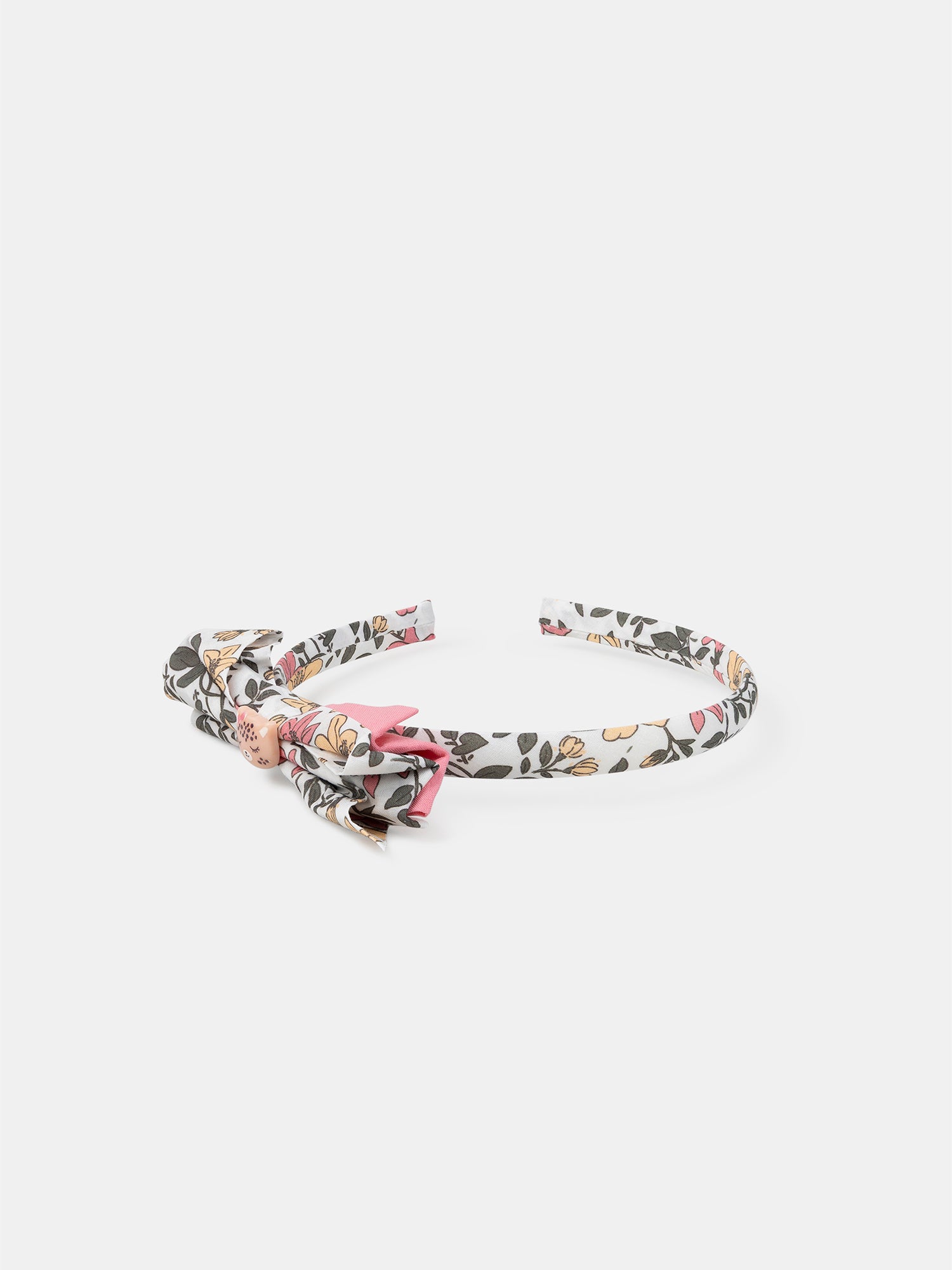 Cerchietto in Tessuto Floreale e Charm Leopardo Ragazza