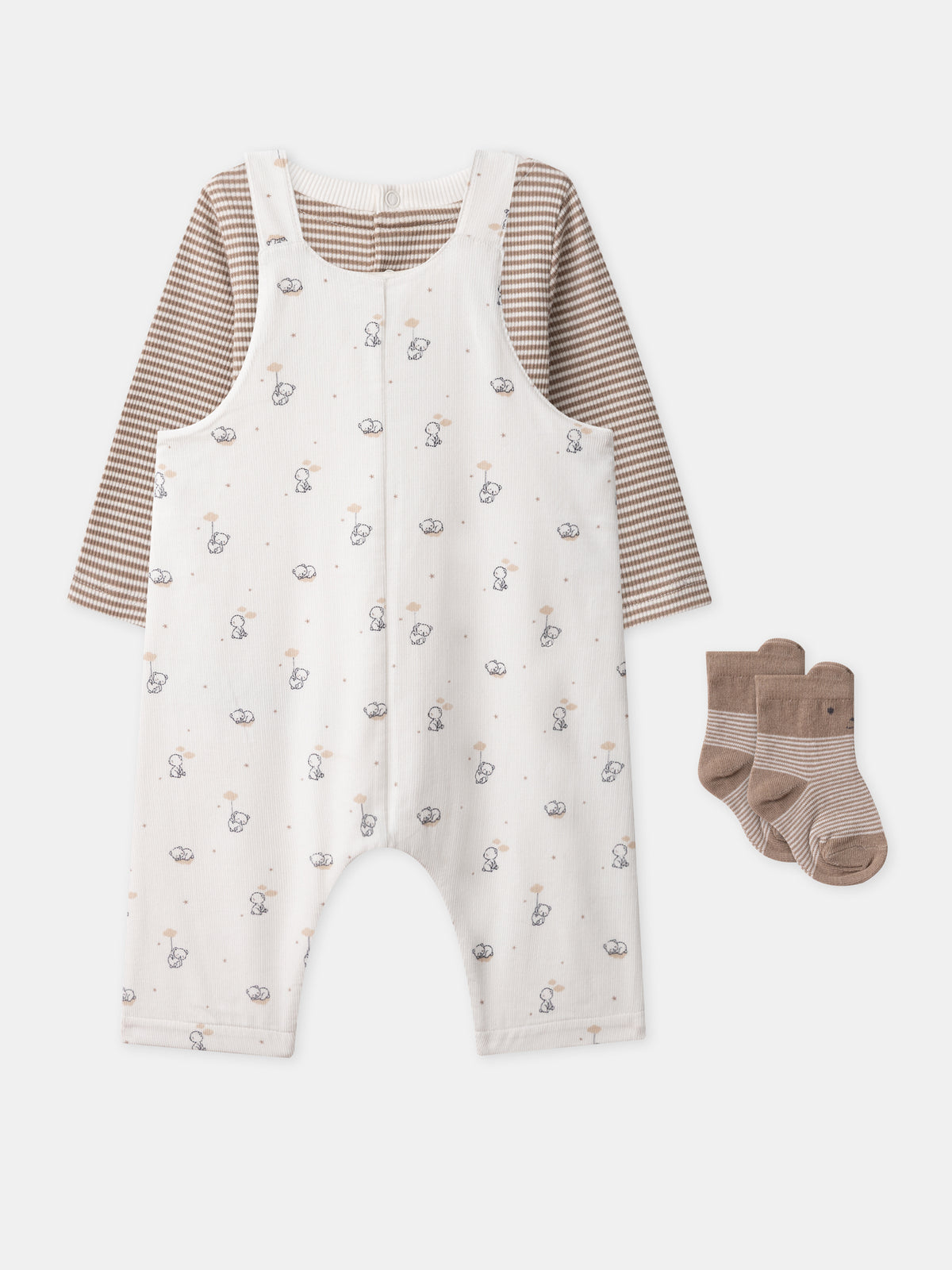 Ensemble salopette + body + chaussettes Naissance Garçon