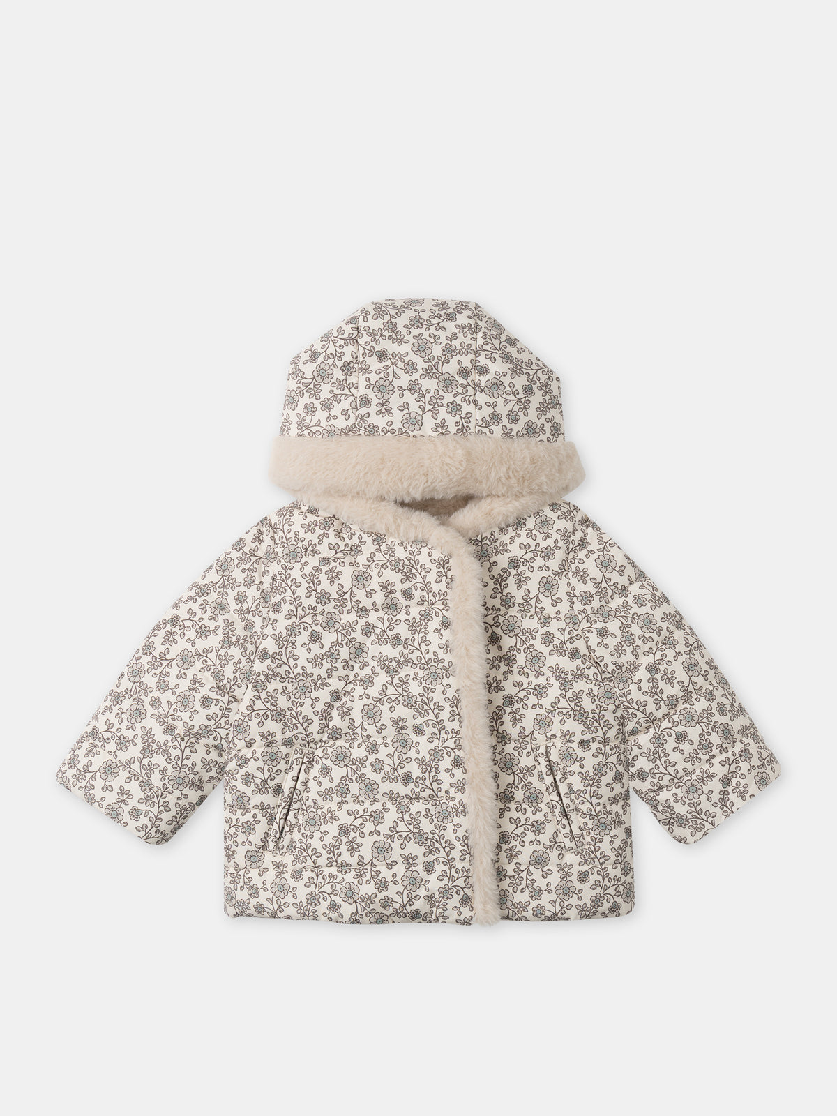 Giacca-reversibile-a-stampa-floreale-o-crema-Bambina