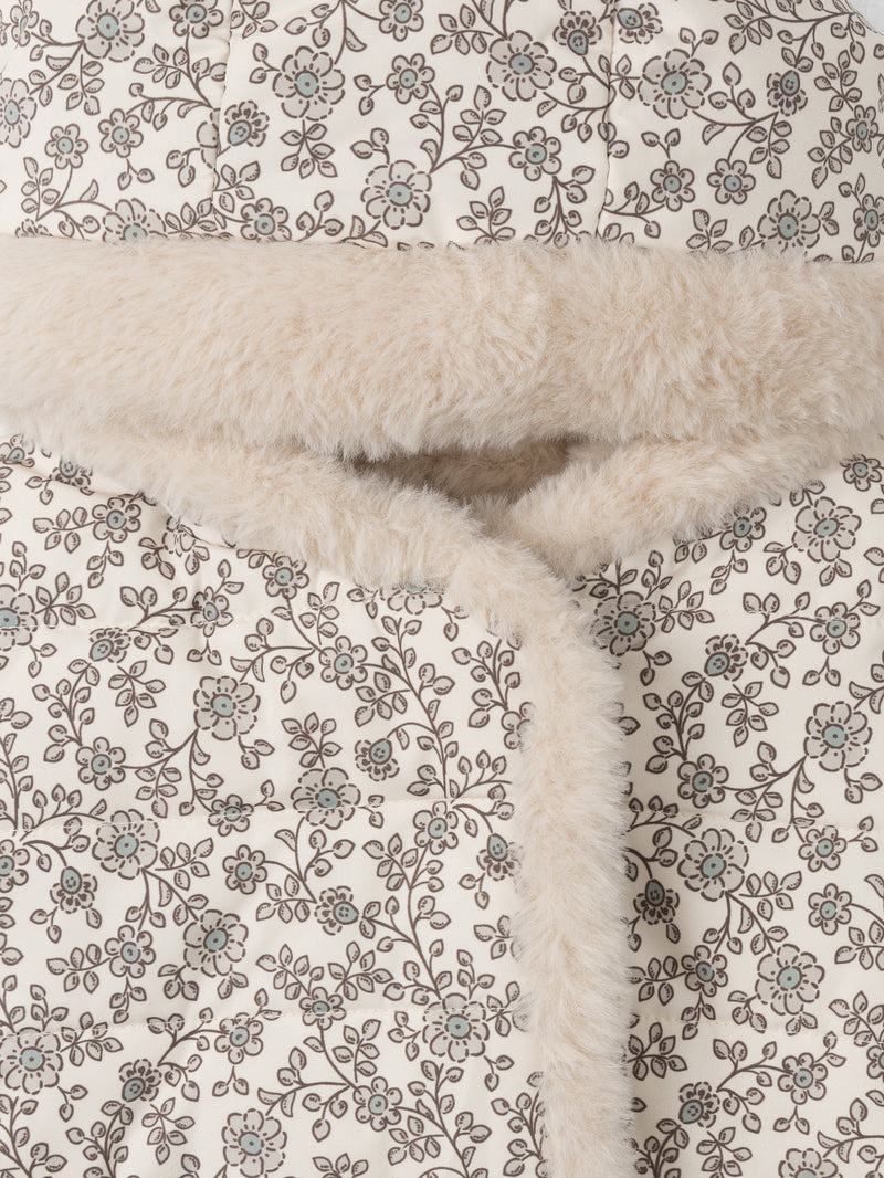 Giacca-reversibile-a-stampa-floreale-o-crema-Bambina