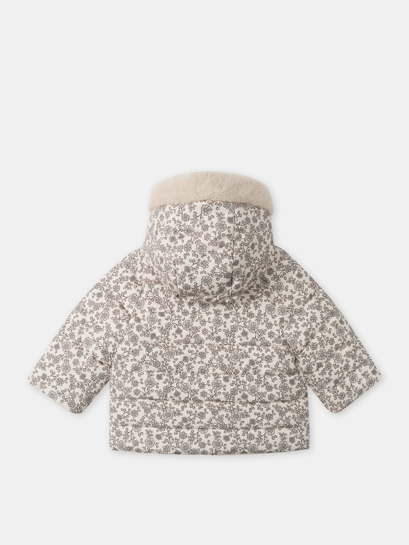 Giacca-reversibile-a-stampa-floreale-o-crema-Bambina
