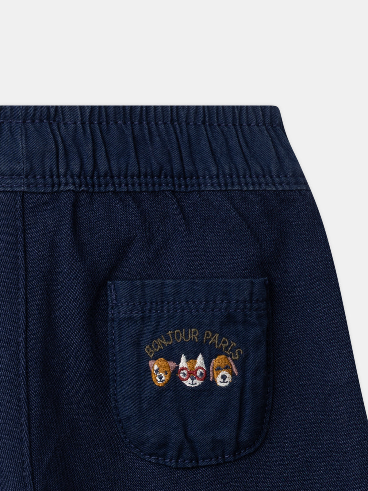 Pantaloni blu navy con ricamo di animali per Bambino Ragazzo