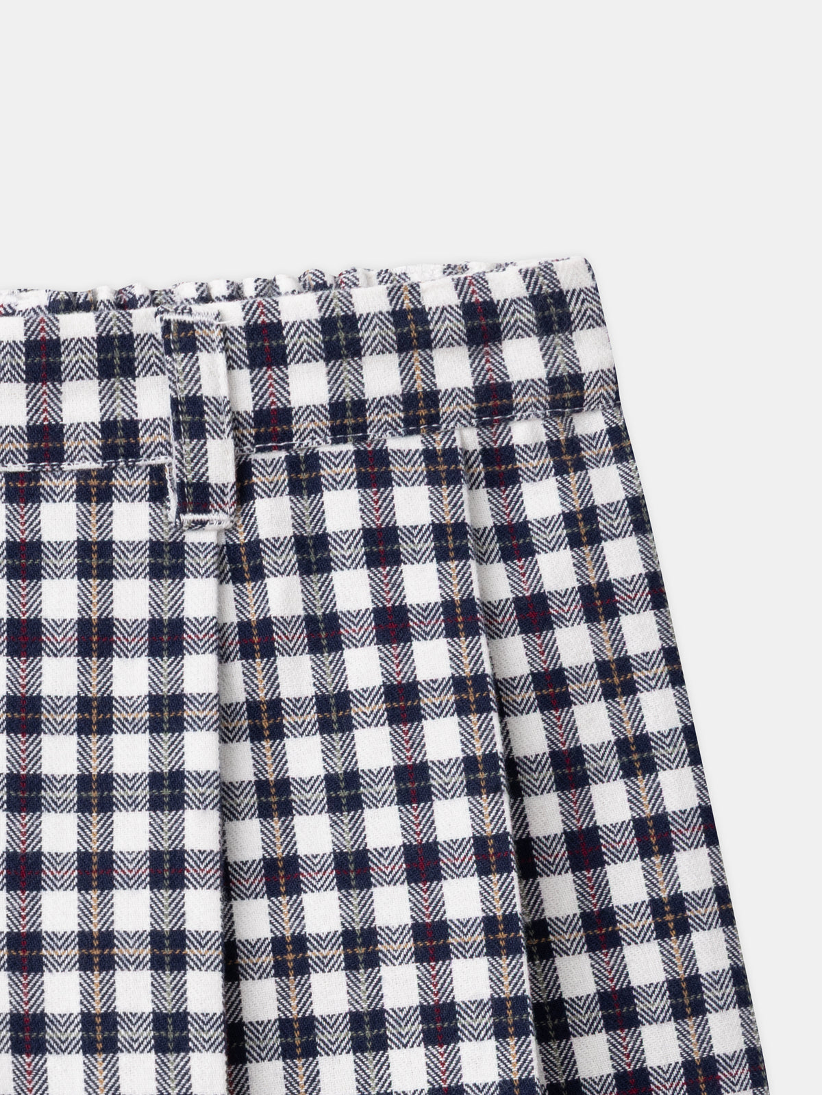 Jupe-short à carreaux bleu marine et blanc à taille élastiquée Fille