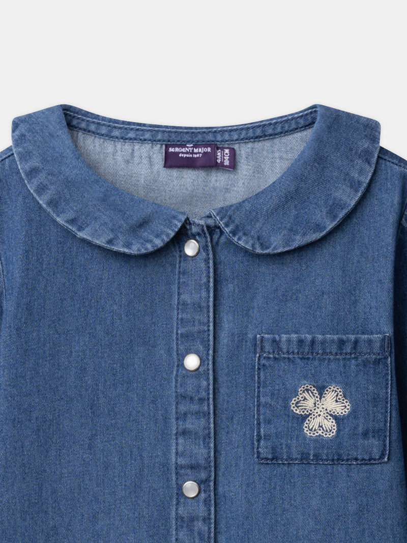 Chemisier en denim à broderie trèfle Fille