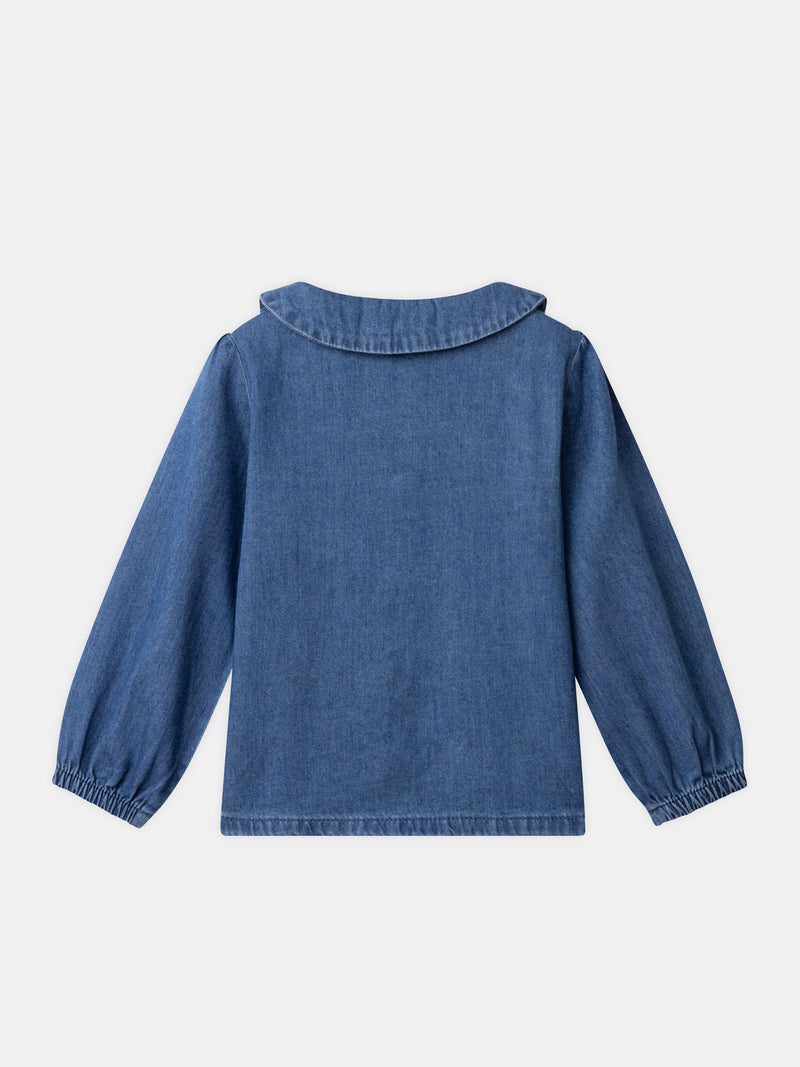 Chemisier en denim à broderie trèfle Fille