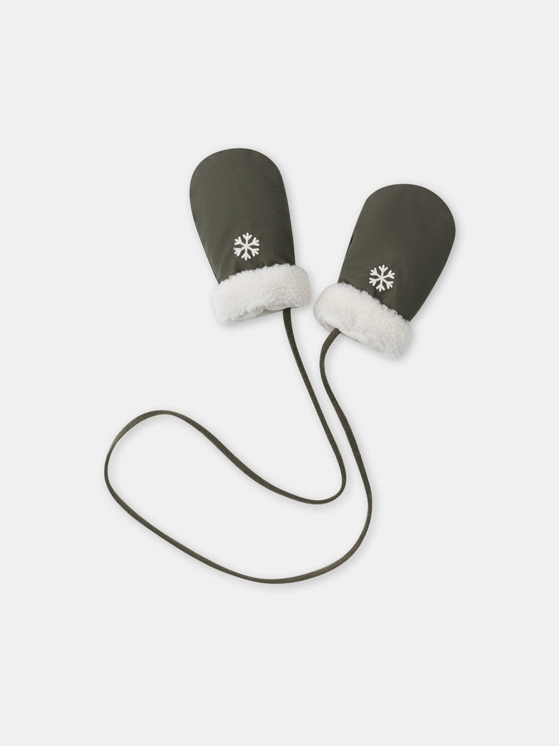Guanti kaki con fiocchi di neve Bebè Ragazzo