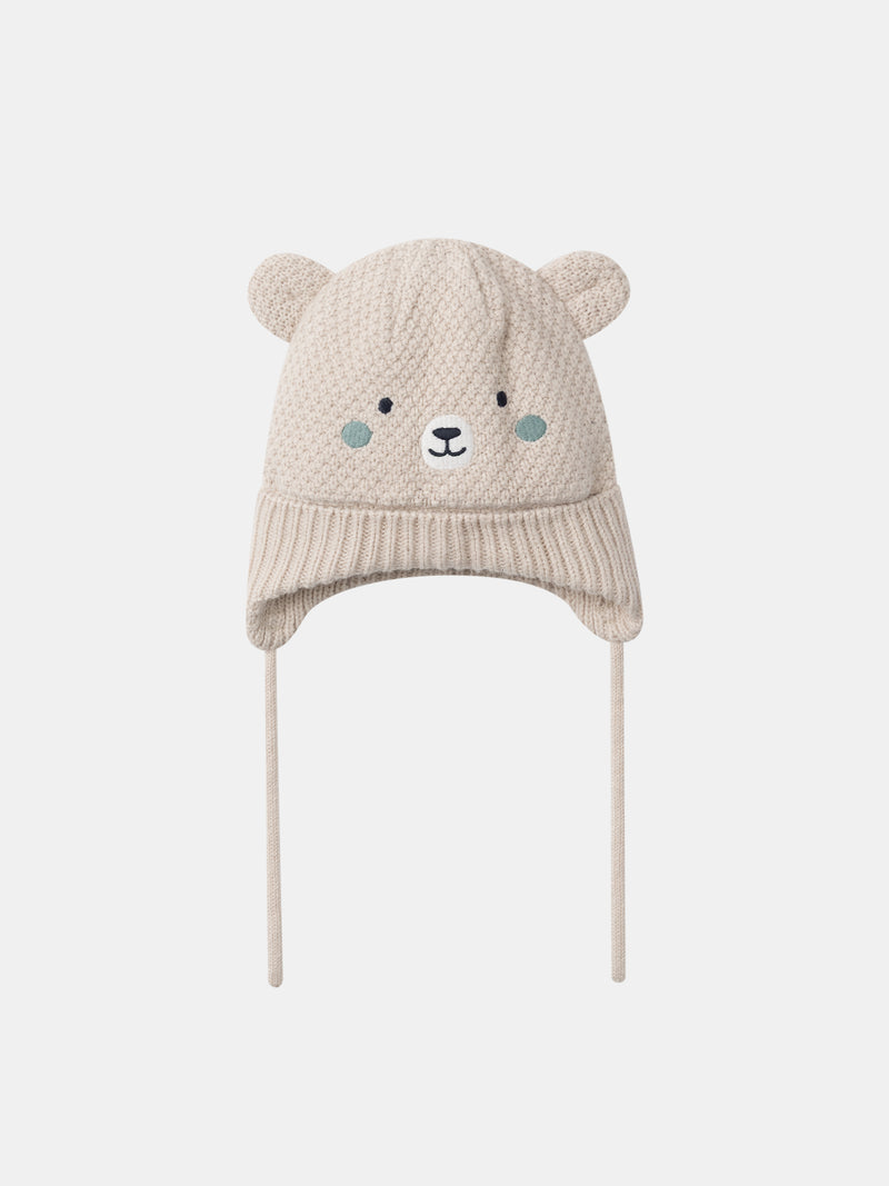 Cappello beige testa di orso Bambino
