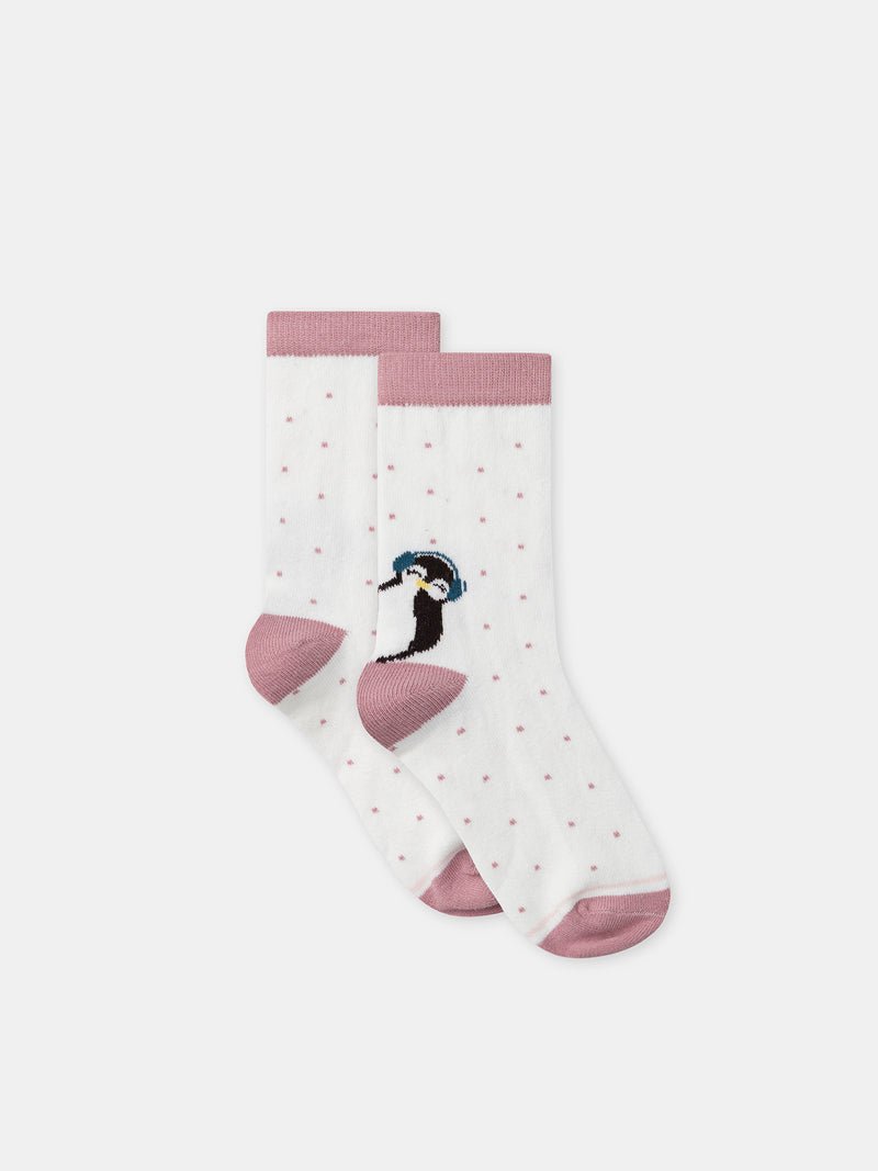 Pacco da 5 calzini rosa pinguini Ragazza