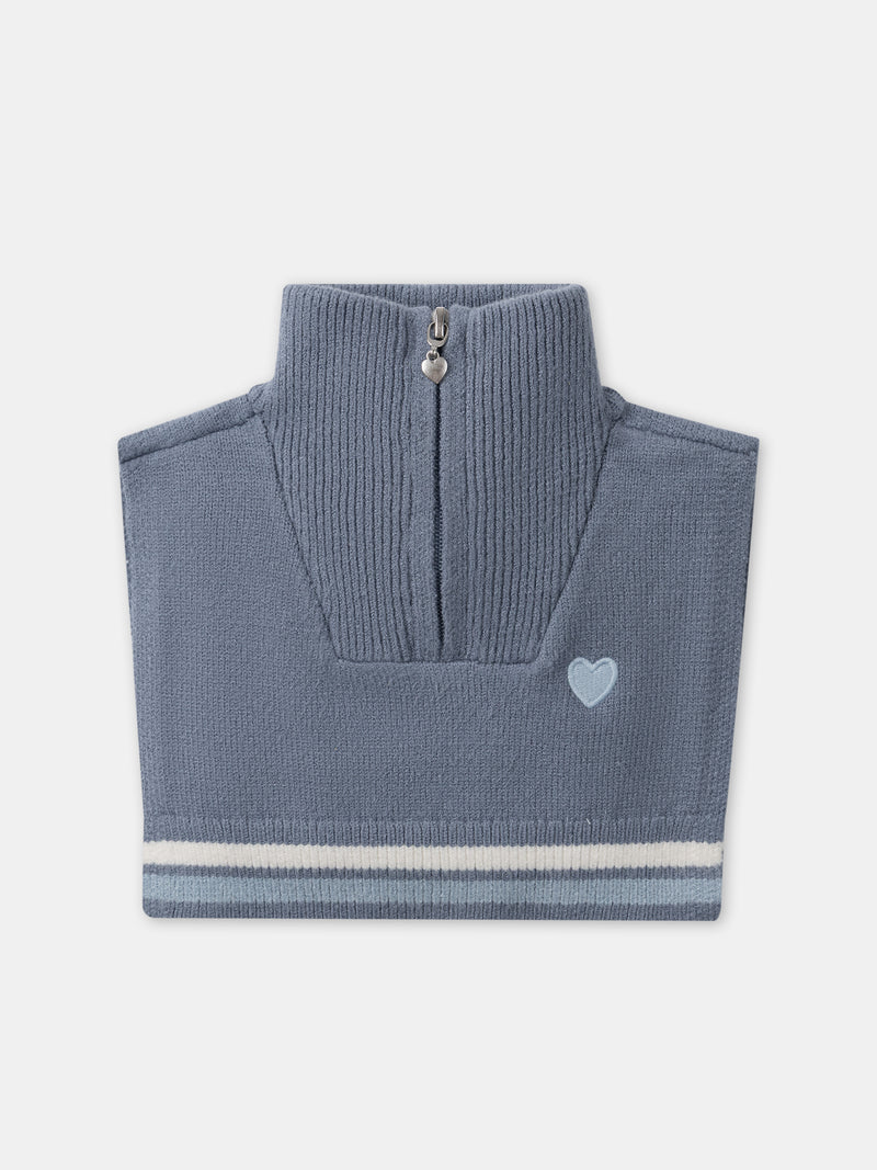 Plastron blu grigiastro con ricamo cuore Ragazza