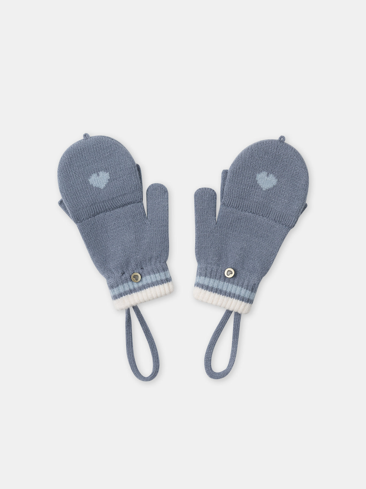 Mitten Azzurro Grigio con Tappo per Dita per Ragazze