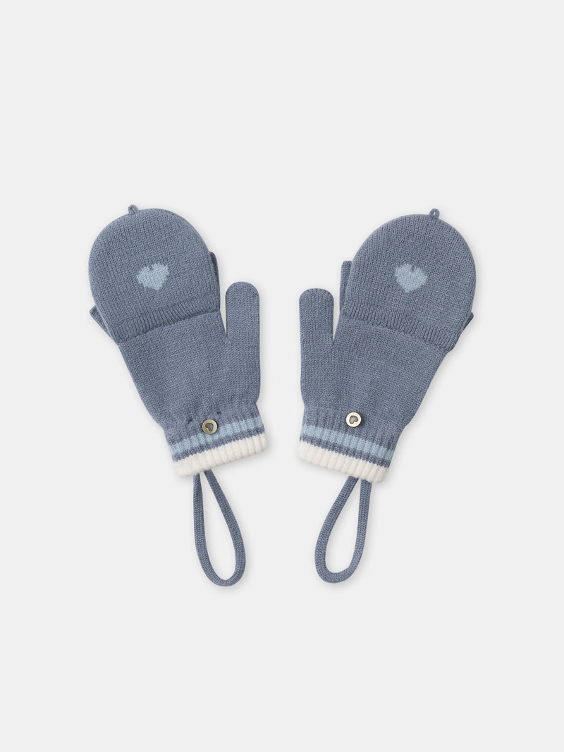 Mitten Azzurro Grigio con Tappo per Dita per Ragazze