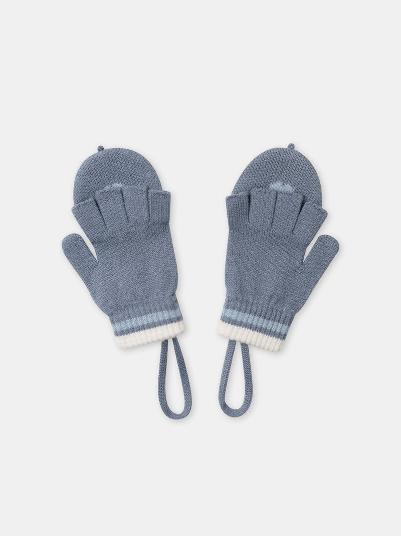 Mitten Azzurro Grigio con Tappo per Dita per Ragazze