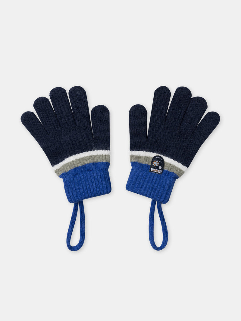 Guanti a righe blu navy per ragazzi