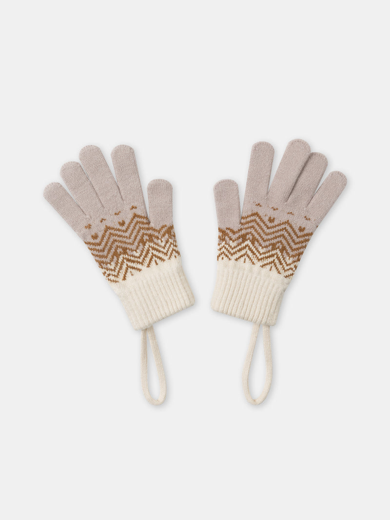 Guanti beige, marrone e crema per bambini