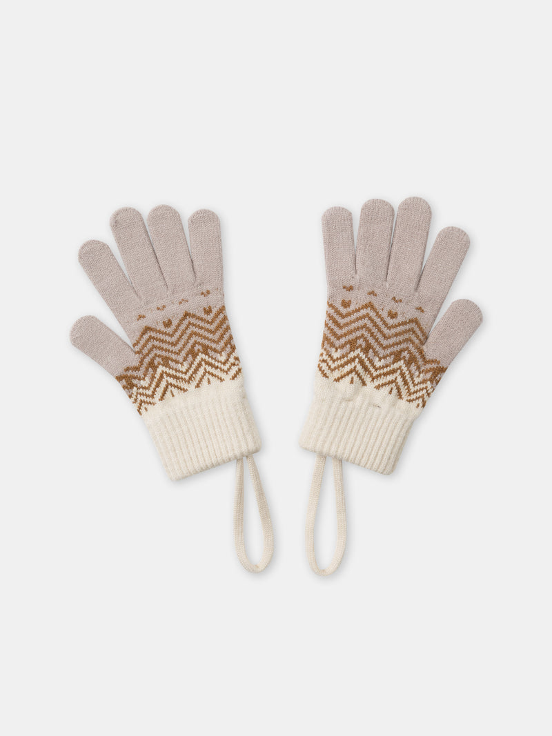 Guanti beige, marrone e crema per bambini
