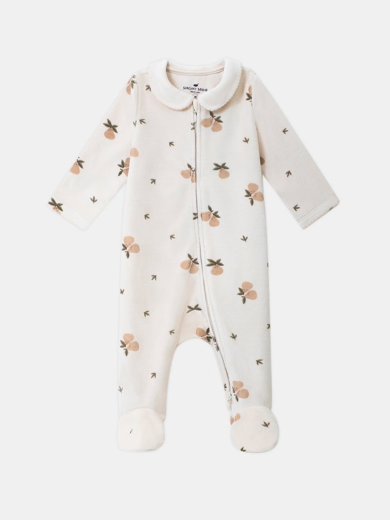 Pigiama in Velluto Vaniglia con Stampa di Pere Baby Girl