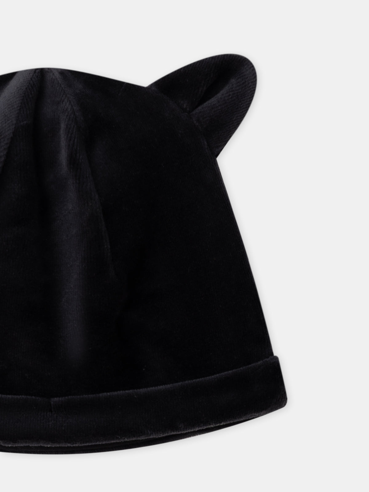 Grenouillère noir chat en velours + bonnet Bébé Fille