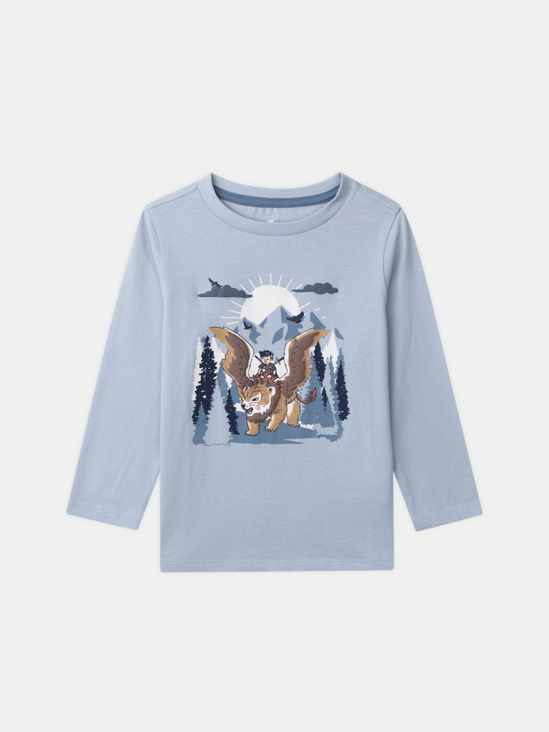 Pyjamas bleu ciel et marine imprimé griffon Garçon
