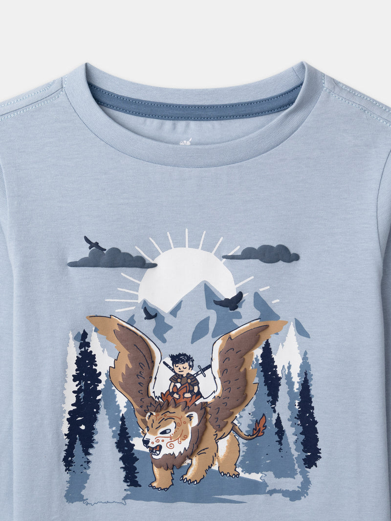 Pyjamas bleu ciel et marine imprimé griffon Garçon
