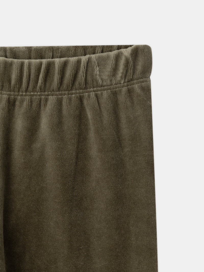 Pyjamas écru et kaki en velours imprimé dragon Garçon