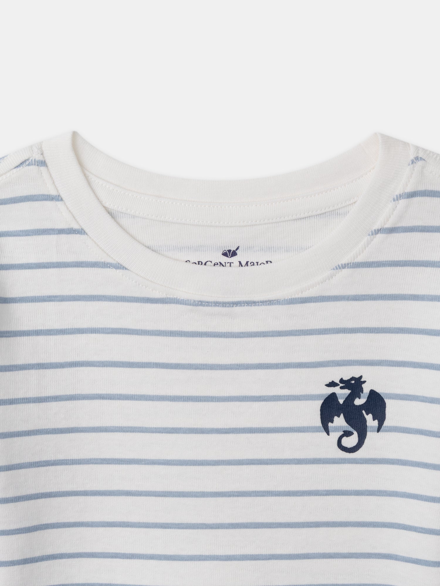 Set di 2 t-shirt ecru con stampa drago o a righe blu per ragazzi