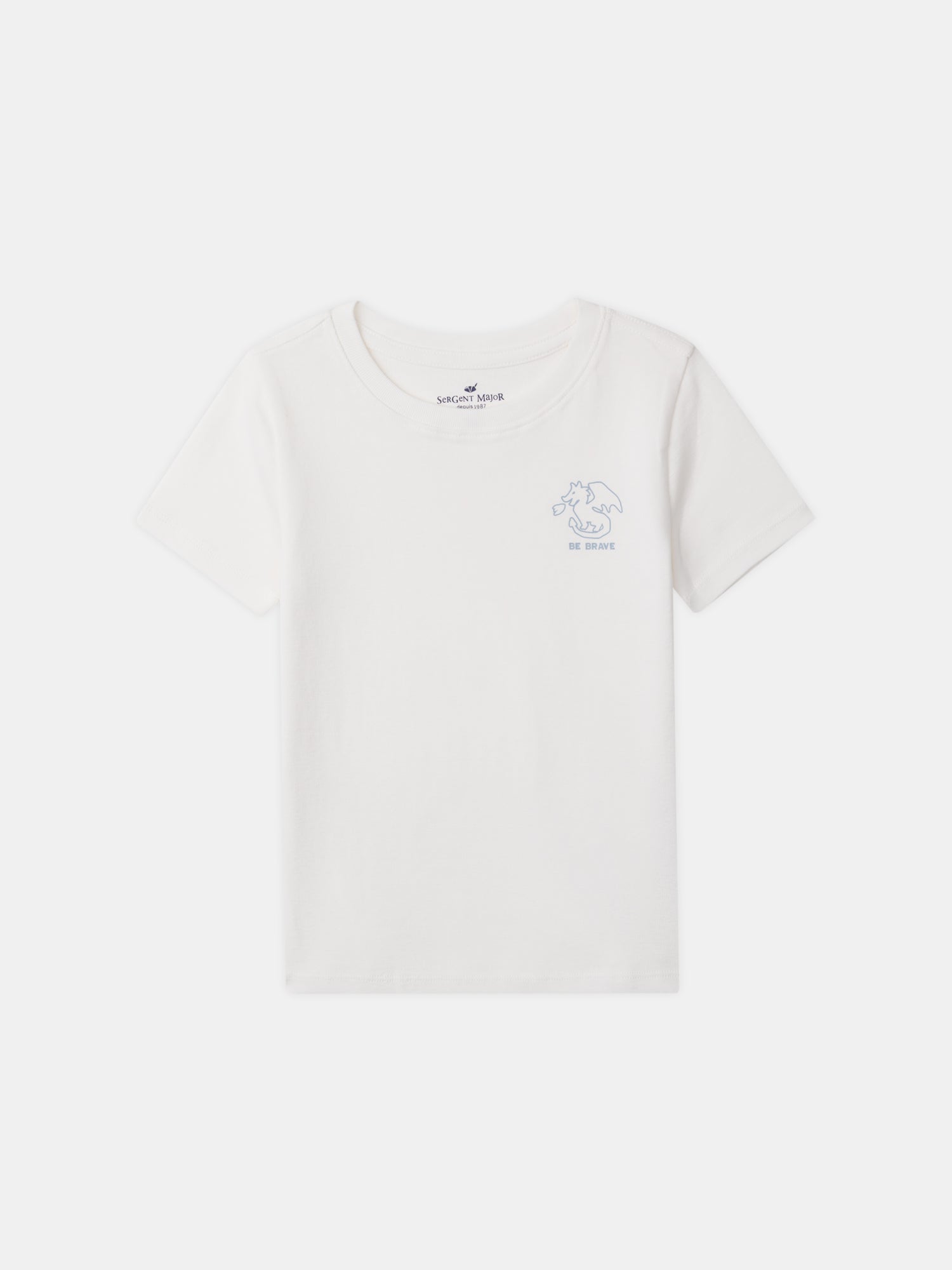 Set di 2 t-shirt ecru con stampa drago o a righe blu per ragazzi