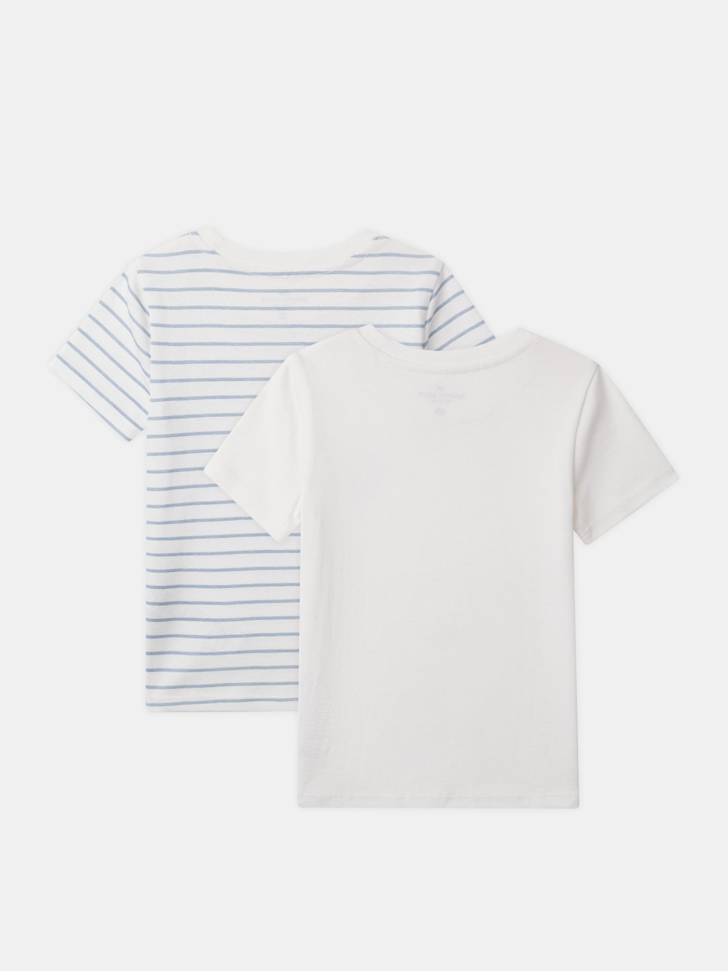 Set di 2 t-shirt ecru con stampa drago o a righe blu per ragazzi