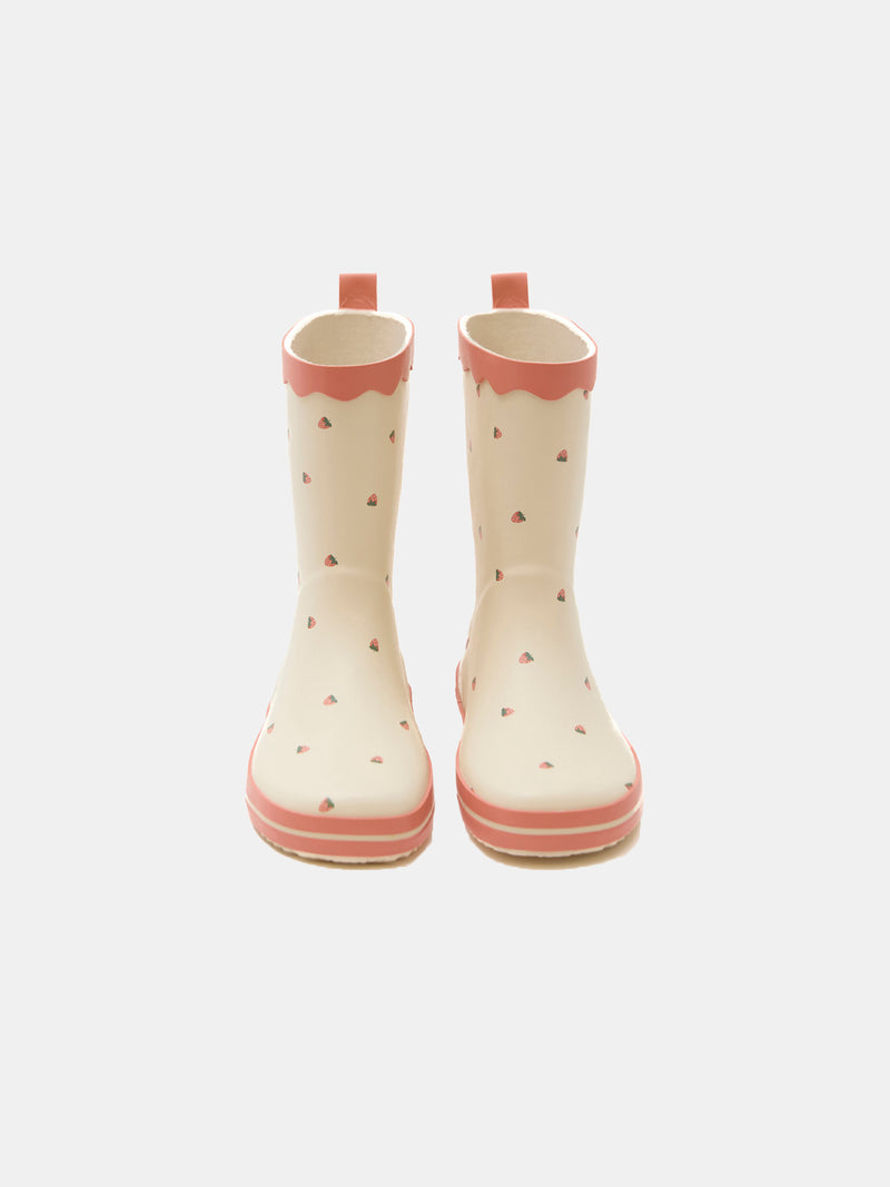 Bottes de pluie écrues imprimée fraises Fille