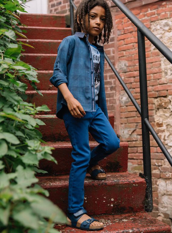 Pantaloni slim in twill blu DABRAGE / 22H3PG51PANC207