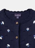 Cardigan blu navy strutturato con fiori ricamati LACORRINE / 24H1BFJ2CAR070