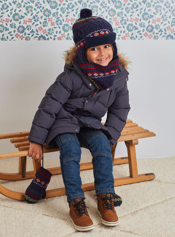 Parka grigio scuro fodera in pile bambino BADOUNAGE / 21H3PGE3PARJ916