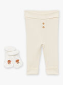 Set cardigan, pantaloni e calze ecrù e greige LOICE / 24H0CM12ENS001