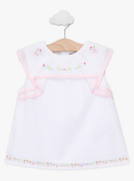 Camicia con volant ecrù bambina TYBOETTE / 20E2PFJ1CHE000