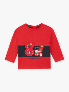 T-shirt maniche lunghe rossa motivo fantasia automobile neonato BAPEPITO / 21H1BGM1TMLF528