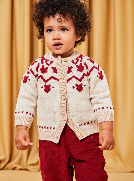 Cardigan rosso e beige DAPIERRE / 22H1BGX1GILF512