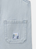 Salopette Corta a Righe in Twill Denim chiaro KAVAL / 24E1BGR1SACP272