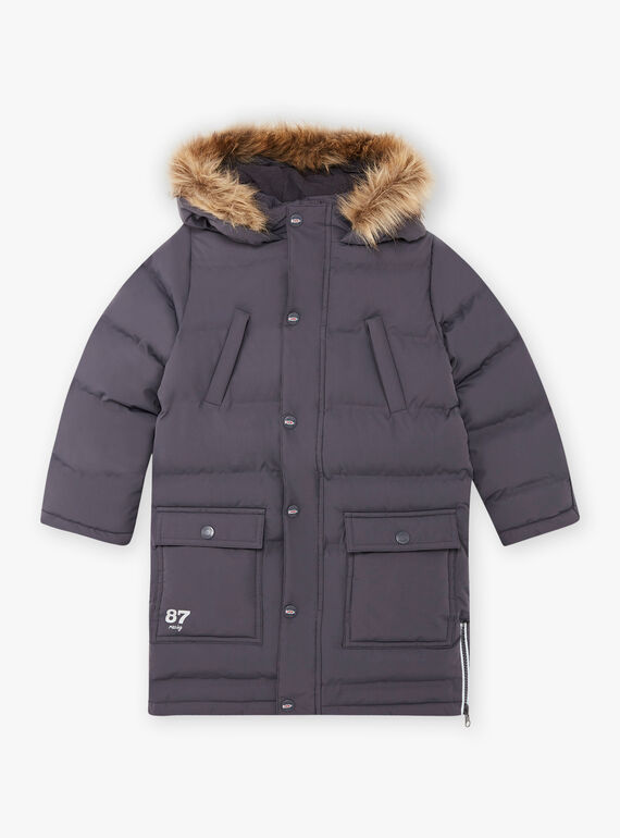Parka grigio scuro fodera in pile bambino BADOUNAGE / 21H3PGE3PARJ916