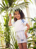 Shorts ecrù a righe e ricami bambina CYASHOETTE / 22E2PFK1SHO001