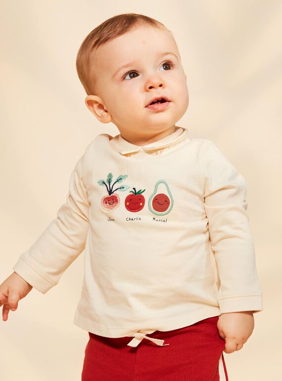 Polo vaniglia con patch verdure ricamate FACETHAN / 23E1BGB1POL114
