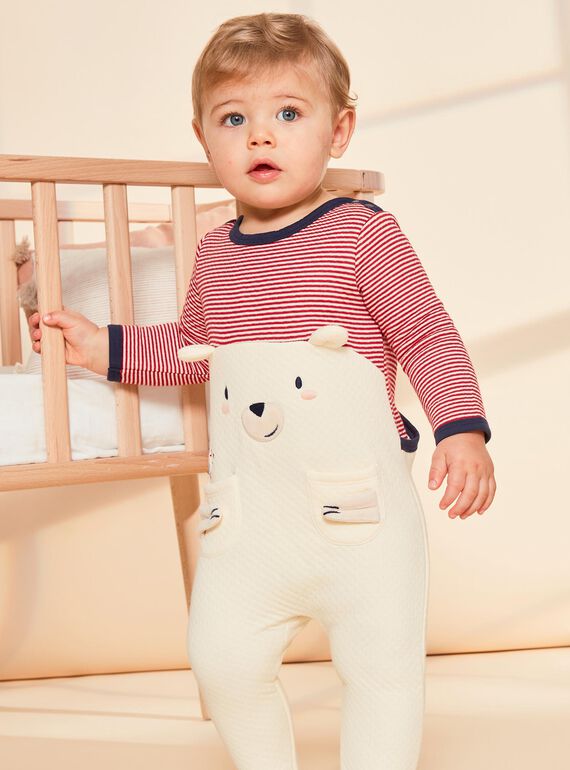 Tutina crema a righe e stampa orso FEDOURSON / 23E5BG21GREA002