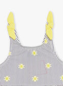 Costume intero navy e giallo con stampa a righe e soli FITINA / 23E4BFM2MAIA001