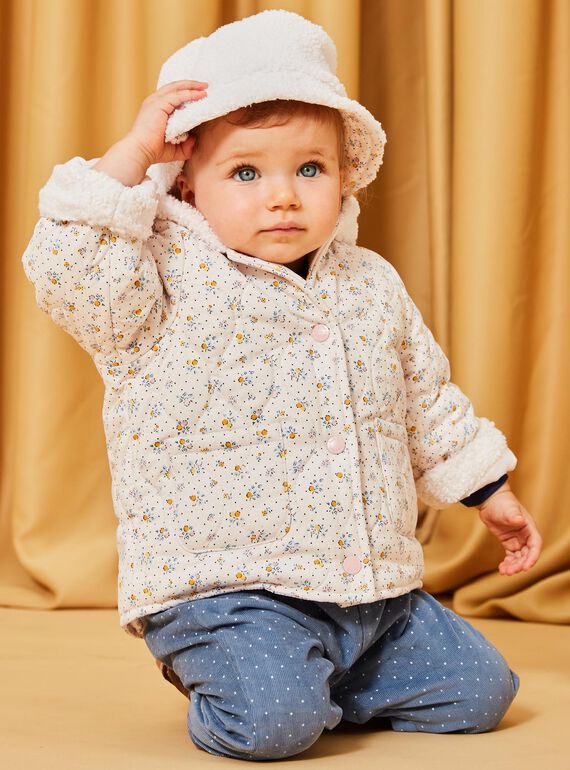 Cappotto con cappuccio con stampa fiori e pelliccia sintetica rosa chiaro DIPENNY / 22H1BFM1MAND319