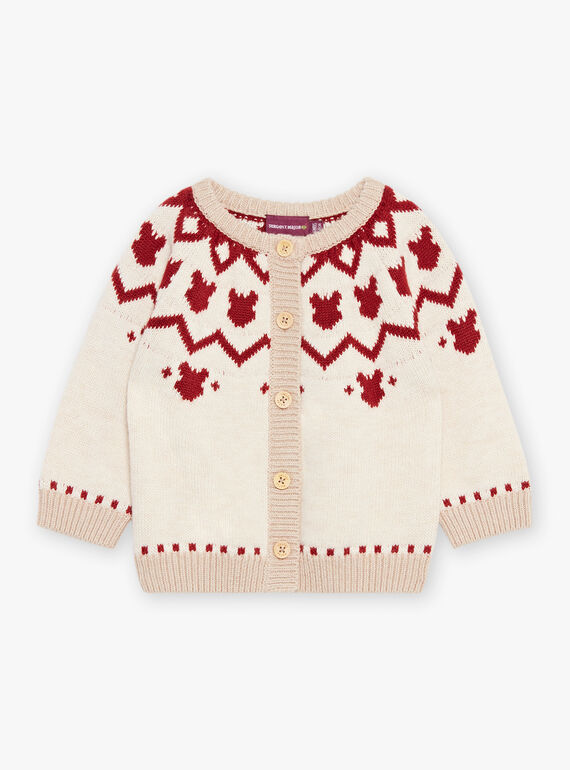 Cardigan rosso e beige DAPIERRE / 22H1BGX1GILF512
