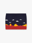 Scaldacollo navy  in maglia con motivo paesaggio FRALOSAGE / 23E4PG51SNO713