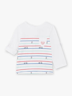T-shirt bianca e blu a righe neonato BABILLY / 21H1BG11TML001