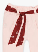 Pantaloni in twill nude e cintura con stampa a fiori neonata CABATA / 22E1BF71PAND319
