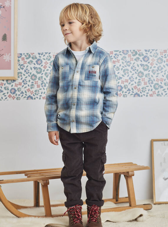 Pantaloni multitasche neri in velluto bambino BOROAGE / 21H3PGO2PAN814