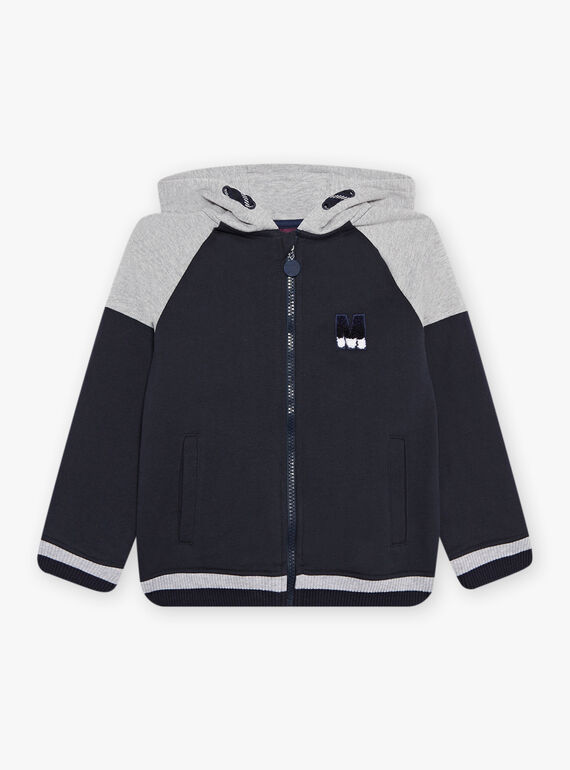 Giacca sportiva blu notte e grigio melange basket DIBAGE2 A SUPP / 22H3PGL2JGH705